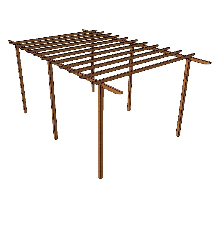 Chinese Style Courtyard Landscaping Layout, Retro Teak Grape Trellis, Outdoor Garden, Pavilion, Villa, Courtyard, Pavilion