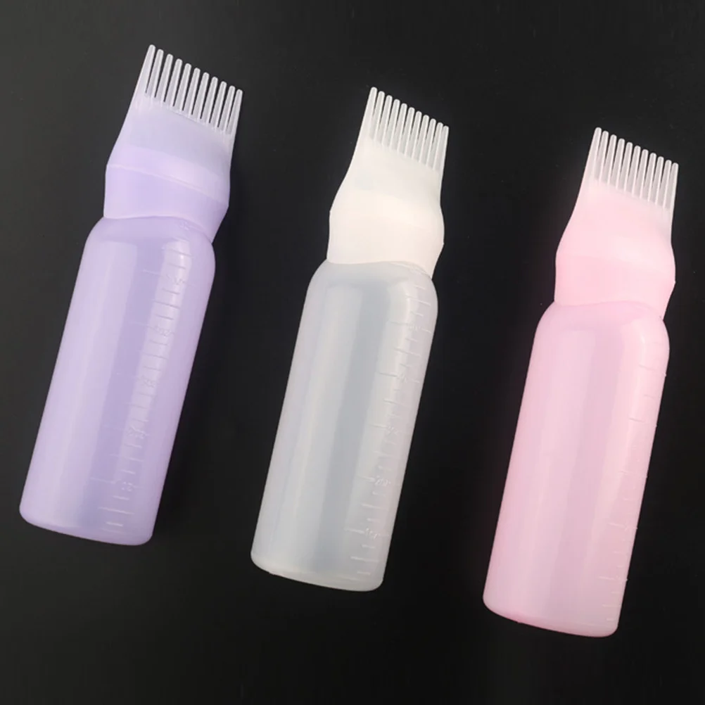 3 قطعة زجاجة تلوين الشعر مع رأس مشط لتدفق الصبغة الدقيقة حتى توزيع الجذر اللمس حتى أداة لفروة الرأس