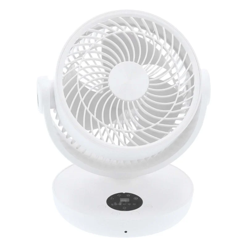 

Белый электрический вентилятор с дистанционным управлением, регулируемая скорость, цифровой светодиодный дисплей, зарядка через USB, домашний комфортный охлаждающий вентилятор
