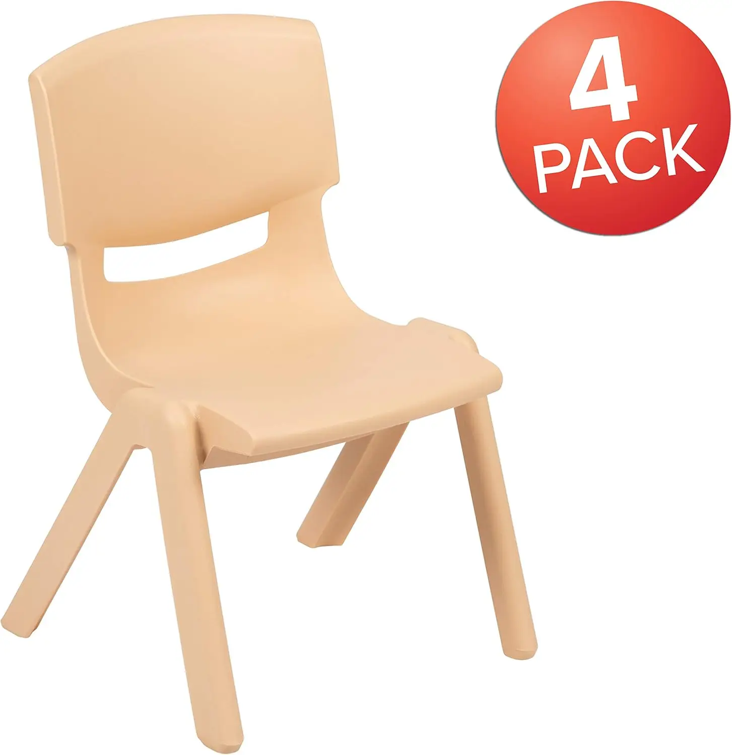 Furniture Whitney 4er-Pack stapelbarer Schulstuhl aus Naturkunststoff mit 10,5-Zoll-Sitzhöhe