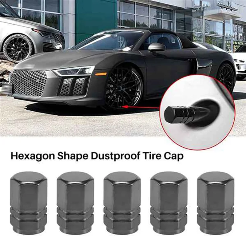 

Reliable 64Pcs Tire Stem Valve Caps Wheel Valve Covers Car Dustproof Tire Cap, Hexagon Shape Titanium Gray