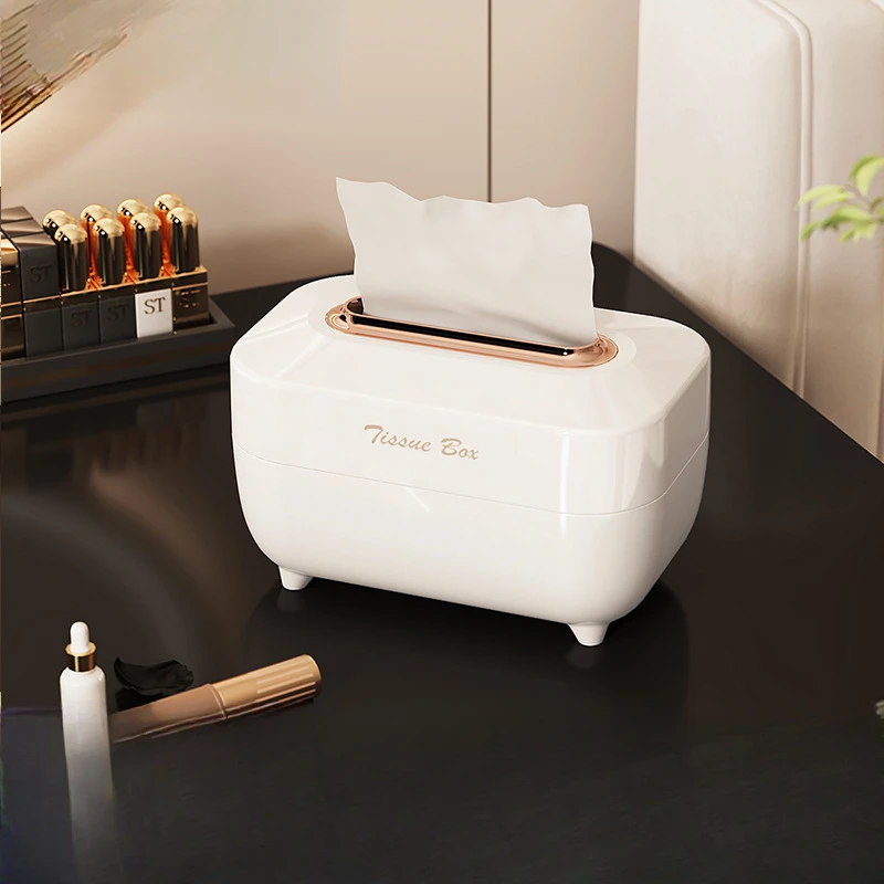 

Spring Tissue Box Household Light Luxury Plastic Tissue Box Living Room Office Bathroom Disposable Face Towel Storage Box