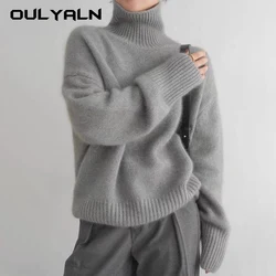 2024 Autumn and Winter New Thick Cashmere Sweater Women High Neck Pullover Sweater Warm Loose Knitted Base Sweater Jacket Tops