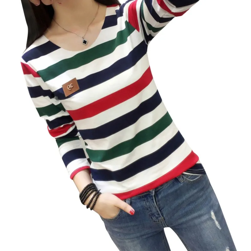 Women's Long Sleeve Striped T-Shirt Tee Shirt Tops Slim Fit Blouses Lightweight Pullover Sweatshirt