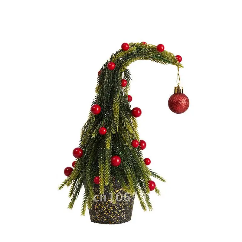 

Falling Snow Flocking PE Christmas Tree Small Desktop Ornaments Cedar Tree Scene Layout for Holiday Decorations