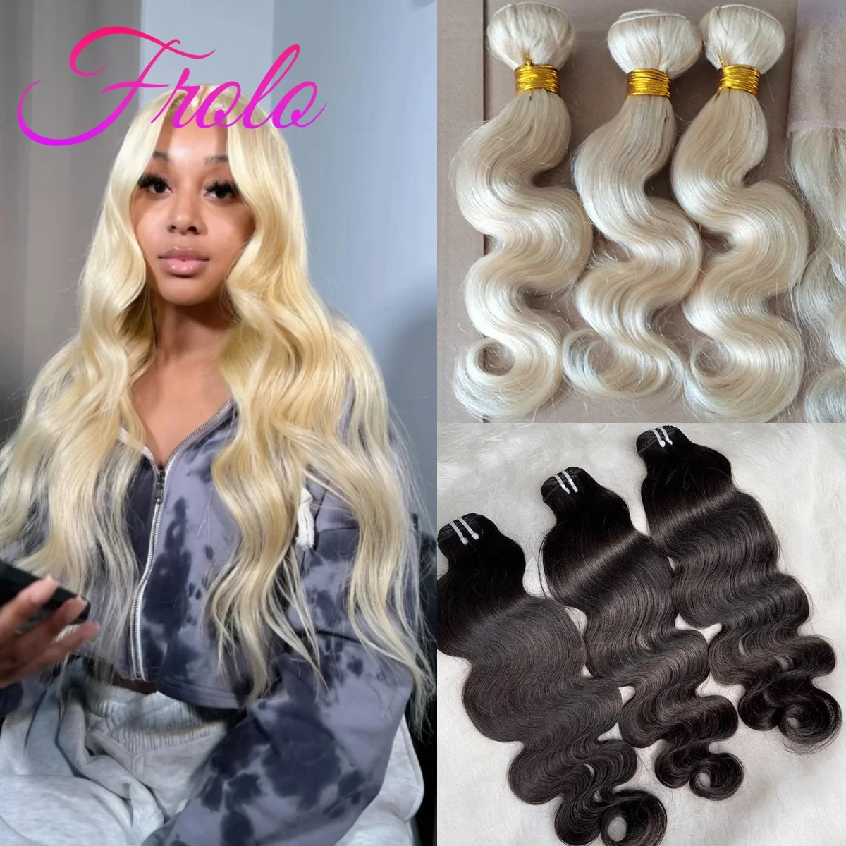 

24 26 28 30 Inch Blonde Bundles Human Hair 1-4 Bundle Body Wave 613 Bundles Human Hair Unprocessed Brazilian Virgin Raw Hair Quick Weave For women Deals Hair Extensions 15A