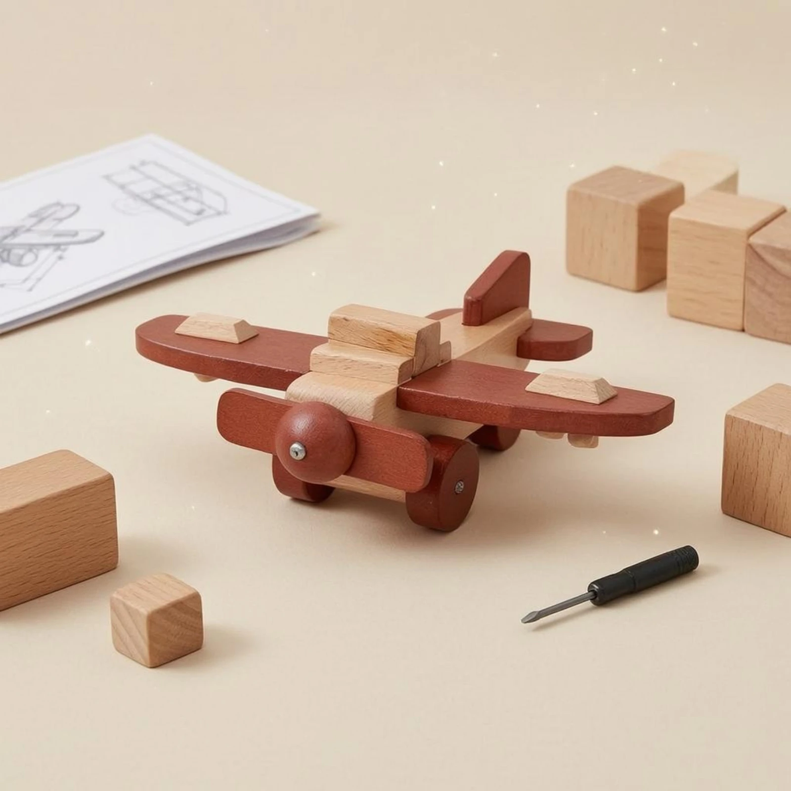 DIY Wooden Airplane Assembly Wood Airplane Kit DIY Plane Model Creative Craft Plaything Polished Edges