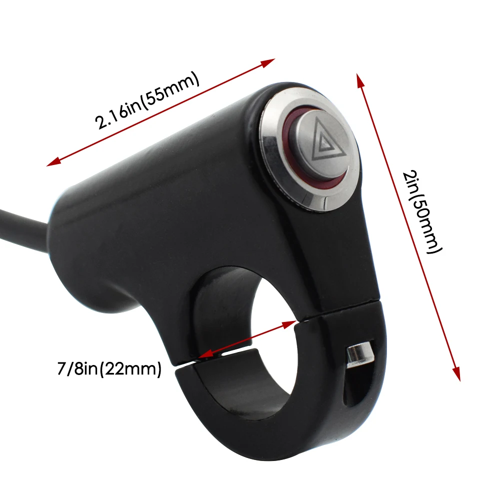 7/8" Universal Motorcycle Switches Handlebar Mount Warning Light Switch Waterproof Flash LED Switch Button Red Flasher image 5