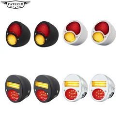 2Pcs Vintage Duolamp LED Tail Light Rear Stop Indicator With Turn Signals&License Plate Lamp For Ford Model A Hot Street Rat Rod