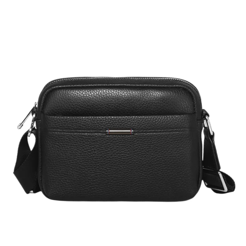 New Men's Genuine Leather Shoulder Bag Top Layer Cowhide Business Satchel School Travel Horizontal Crossbody Bag for Work