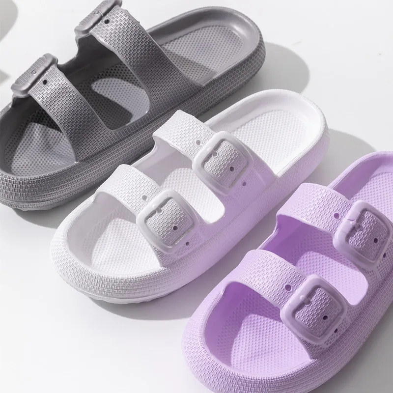 Buckle Summer Indoor Eva Slides Bathroom Slippers Home Sandals Slippers Men Women Non-Slip Household Family Bath Shoes