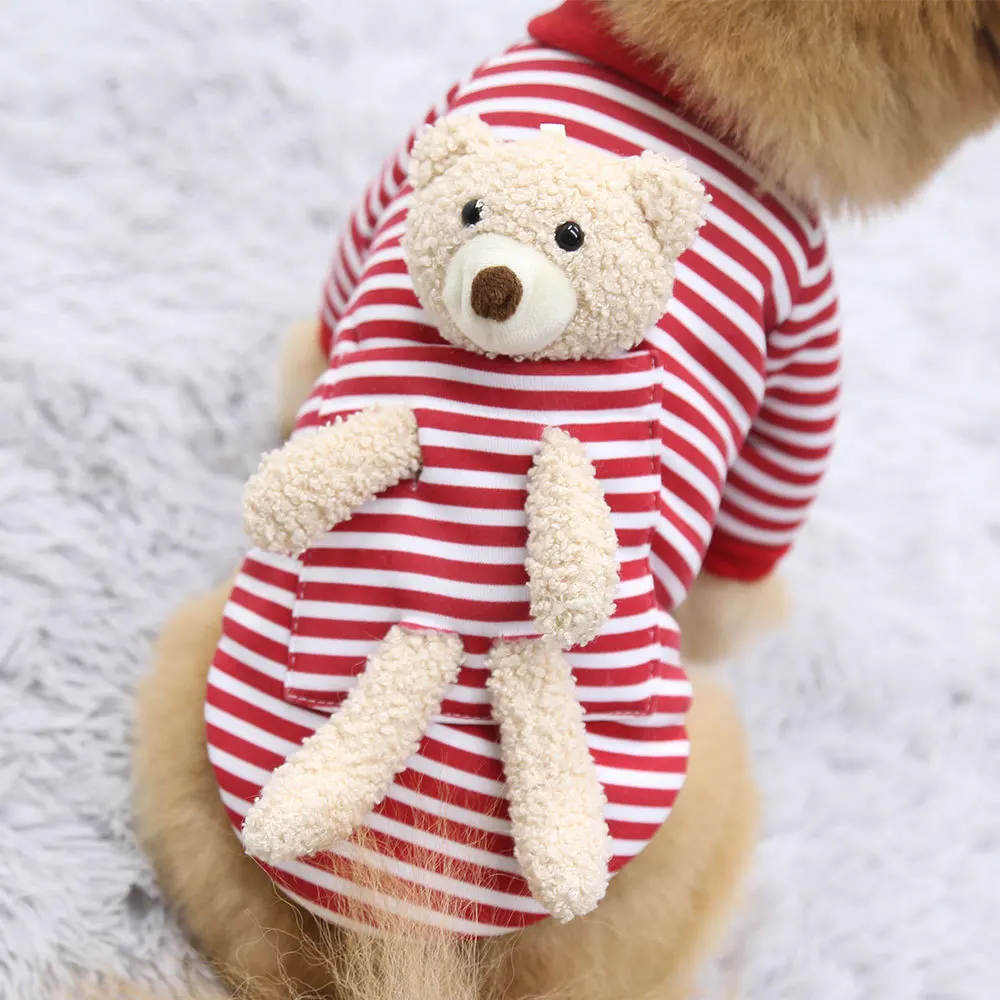 Net red pocket bear dog cat bathroom clothes autumn and winter fleece-lined small dog warm pet supplies cross-border direct supp