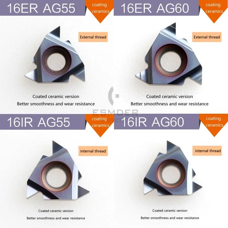 16IR AG55 16ER AG60 1.0ISO 1.5ISO 2.0ISO 3.0ISO Metal ceramic thread blade cutting carbide insert CNC Lathe cutter tool