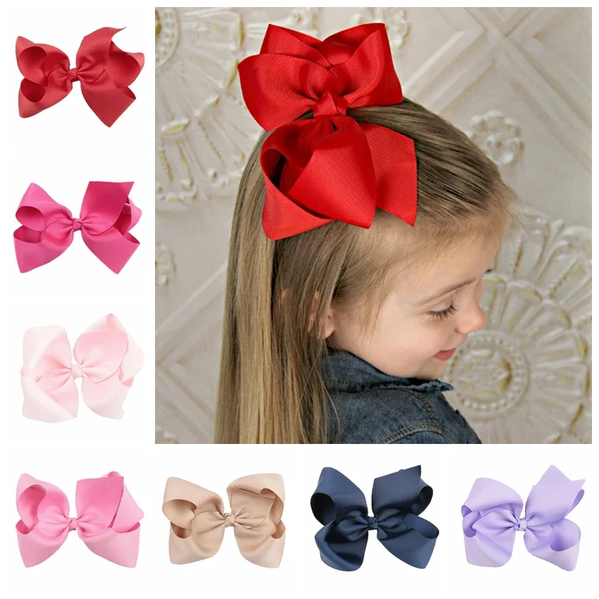 

Yundfly 1PCS 6 Inch Big Ribbon Bow Hairpin Baby Girls Bow Clips Kid Hair Clip Boutique Decor Head Accessories(Color:20 Colors)