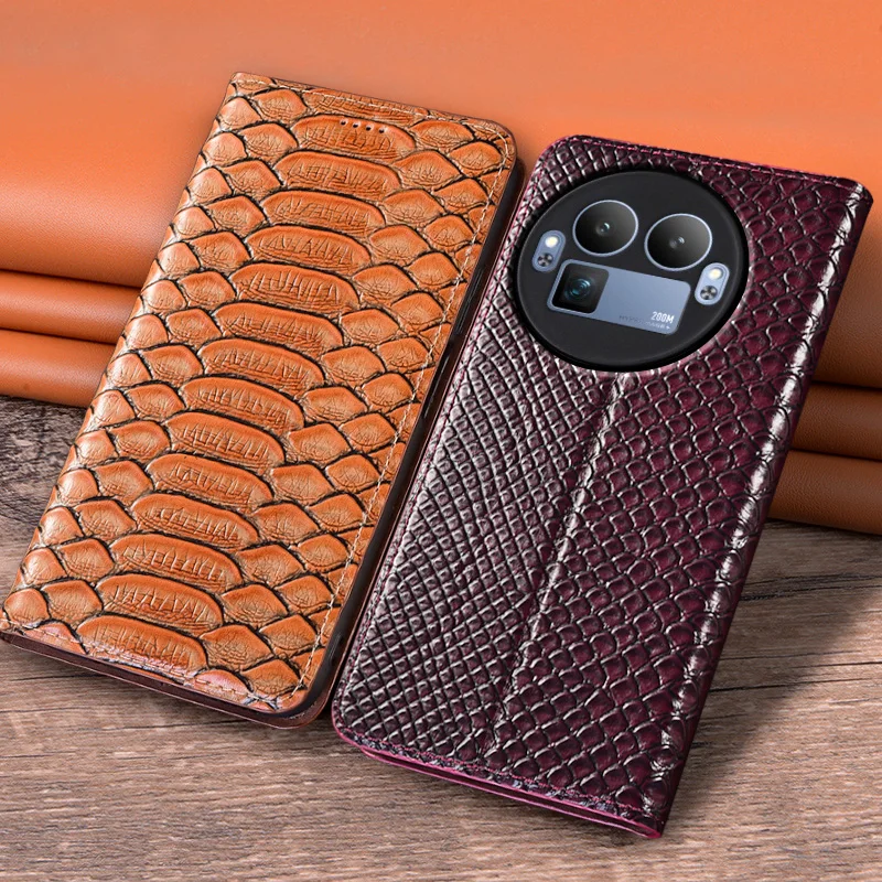 

Flip Case For realme GT 8 GT8 Pro 5G Python Pattern Magnetic Book Cover Luxury Cowhide Genuine Leather Card Pocket Wallet Covers