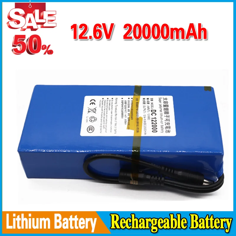 

20000mAh DC 12V Battery Pack 12.6v 20Ah Rechargeable Lithium Battery Pack for Wireless Camera Wireless Infrared Detector