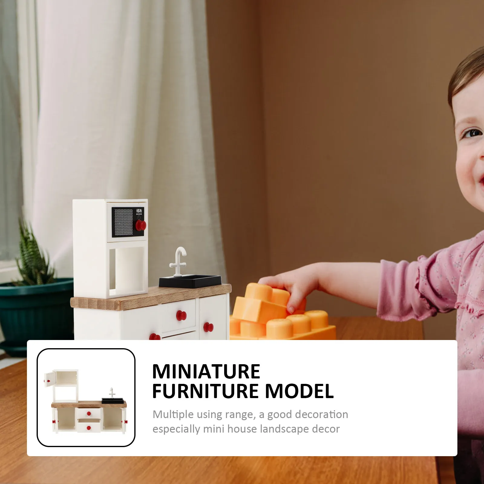 

Miniature Cabinet White Mini House Decoration Lightweight Wood Plastic Material Mini House Scene Ornament Home Decor Miniature