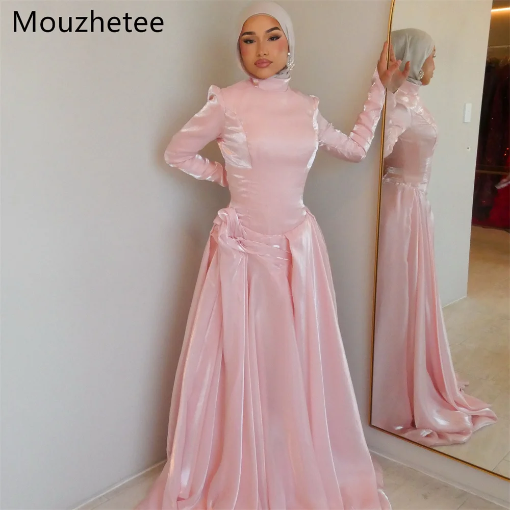 

Booma Shiny A-Line Strapless Pink Dresses Formal Party Gowns for Women Simple O-Neck Long Prom Gown Customize 2025