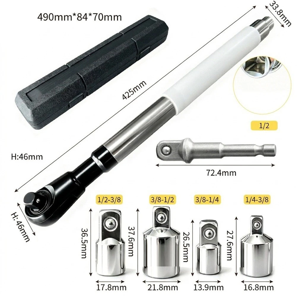 High Torque Wrench Extender For Tight Spaces With 3 Second Quick Change System For 1/2 Inch Socket Drivers
