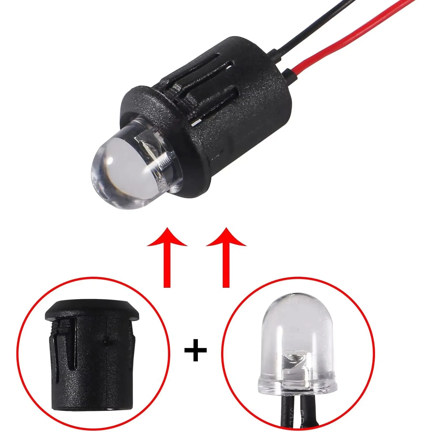 10 حزمة 10 مللي متر 12 فولت LED الثنائيات الباعثة للضوء LED قبل السلكية مصباح سلكي مسبق مع حامل قصاصة بلاستيكية ضوء لمبة صمام ثنائي باعث مسبقًا