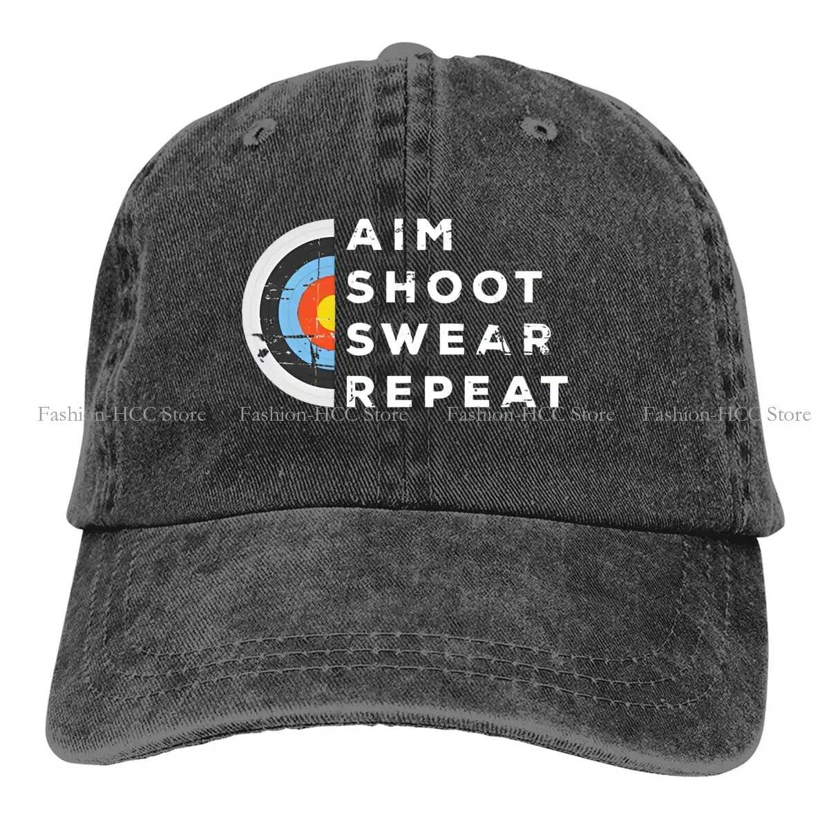 

Aim Shoot Swear Repeat Bowshooting Archer Baseball Cap Men Hats Women Visor Protection Snapback Archery Sport Caps