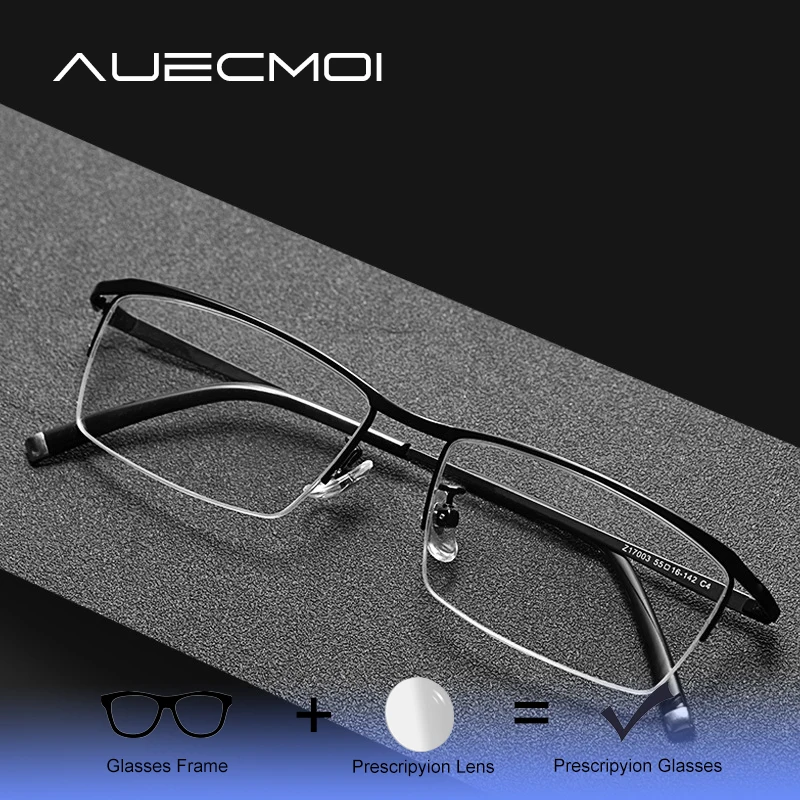 

AUECMOI DESIGN Ultra Classical Business Square Glasses Men Half Frame Eyeglasses Myopia Prescription Optical Glasses