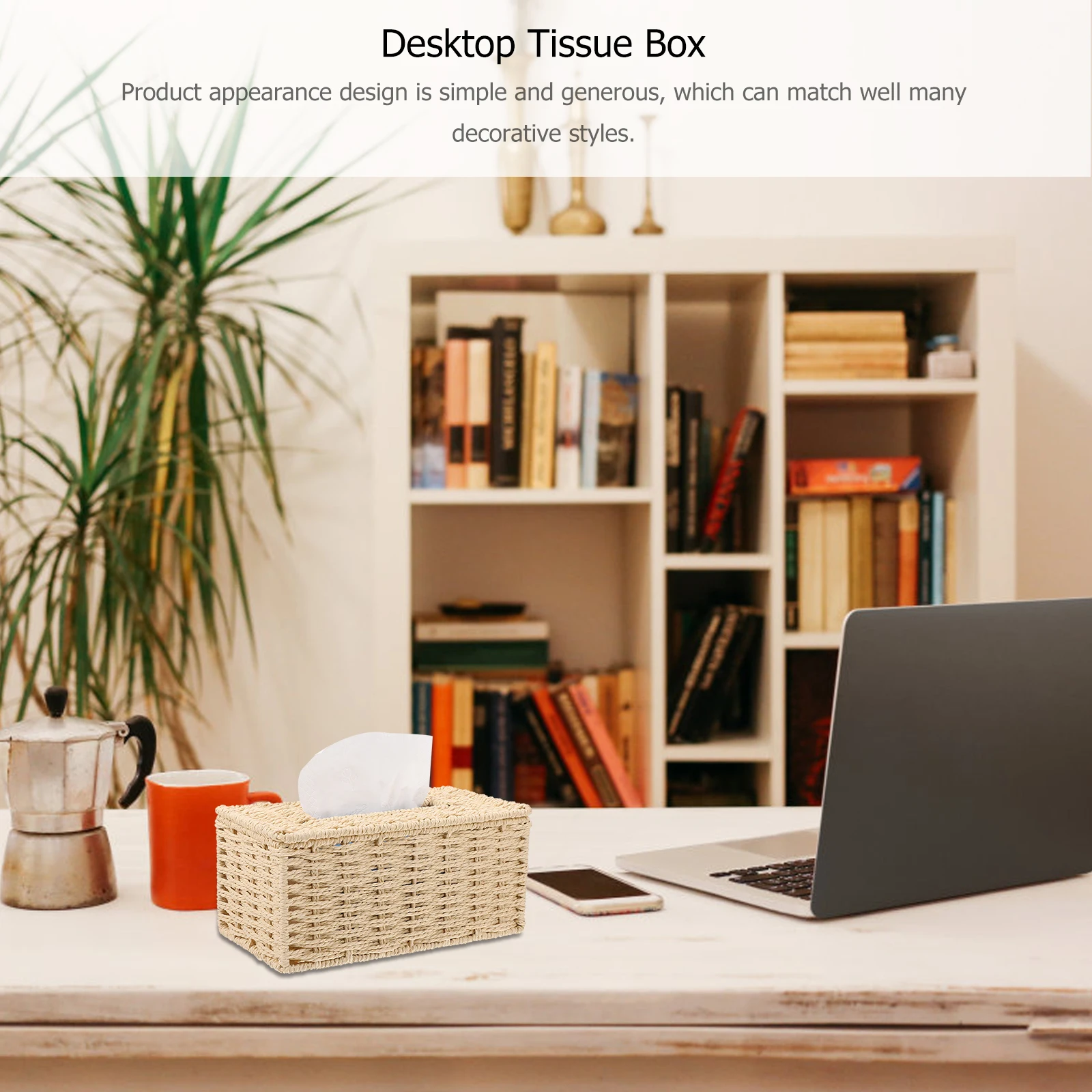 

Woven Tissue Box Multifunctional Napkins Rectangular Paper Towel Rope Basket Wicker