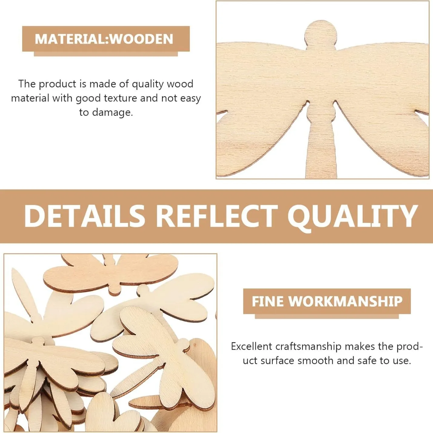 

DIY cute cartoon dragonfly wood button piece, handmade jewelry decorative wooden pendant 30 pcs/bag