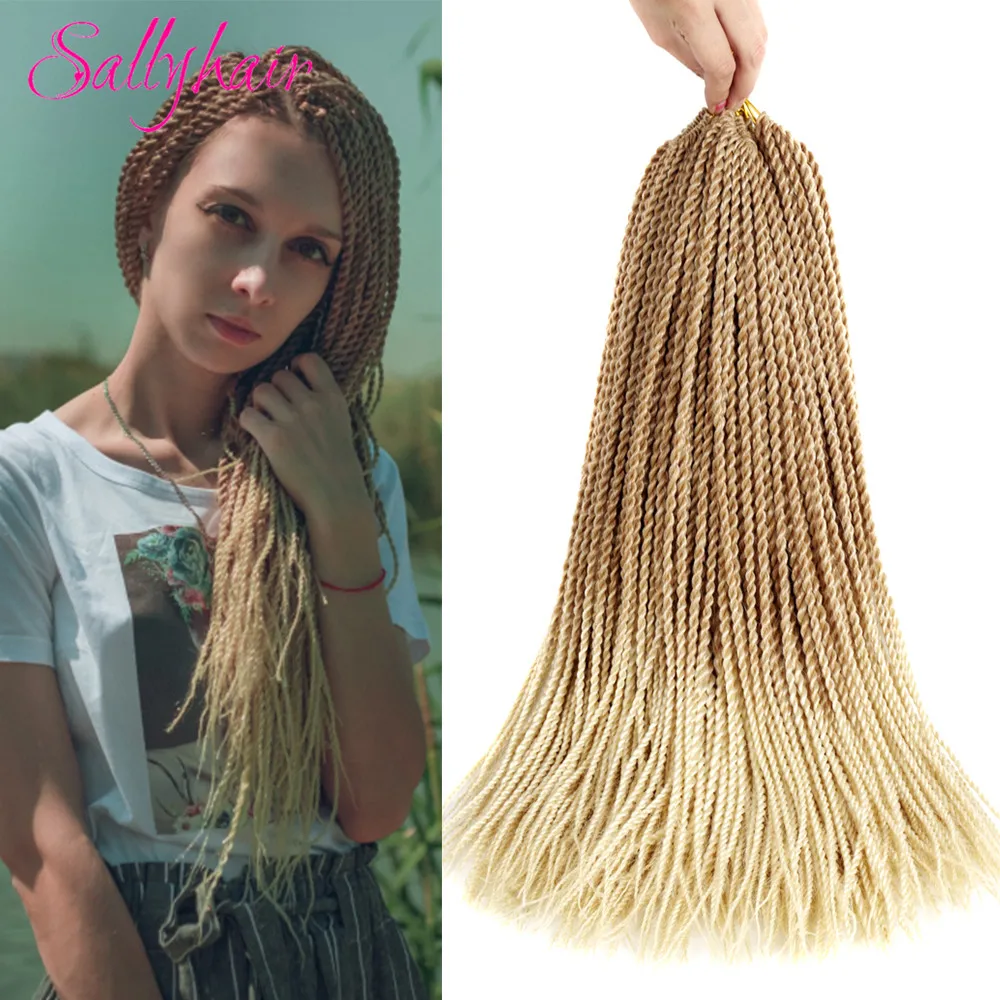 Sallyhair Synthetische Senegalese Twist 30 Wurzeln/Pack Häkeln Zöpfe Haar Braun Farbe Braid Haar Ombre Micro Senegal Flechten Haar