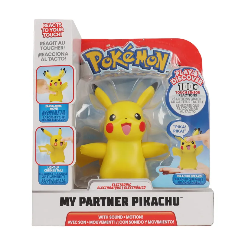 Oryginalna figurka Pokemon Inteligentny dotykowy dźwięk i zabawki świetlne Śliczny model postaci Charmander Pikachu w pudełku