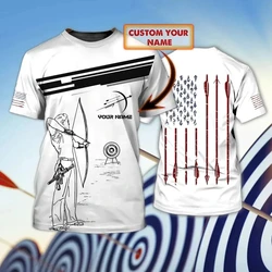 Hot Sales Fashion Archery T-shirt Summer 3D Printed Archery Team Player Personalized Name Men's Tee Unisex Casual Oversized Tops