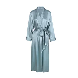 BirdTree, 6A 16MM 100%Real Silk Night Homewear, Women Long Sleeve Sash, Elegant Casual Pajamas Robe, 2026 Summer Autumn P47443QM