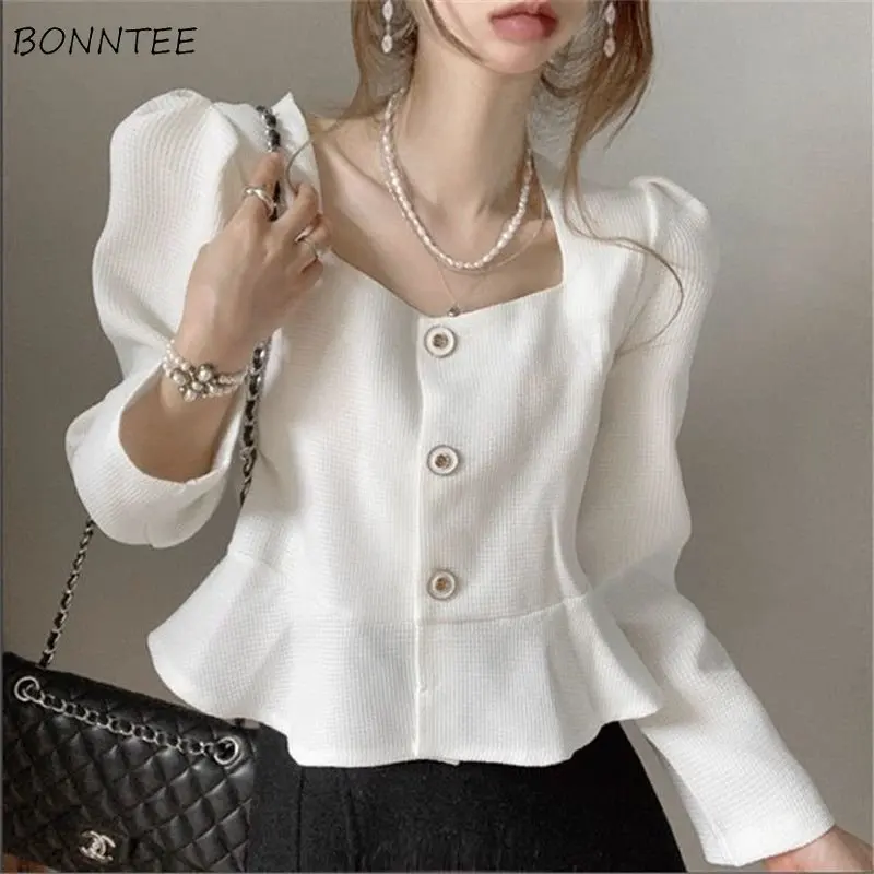 Jackets Women Elegant Vintage Ruffles Chic French Style Office Lady Spring Overcoats Crop Designed Aesthetic Popular Puff Sleeve