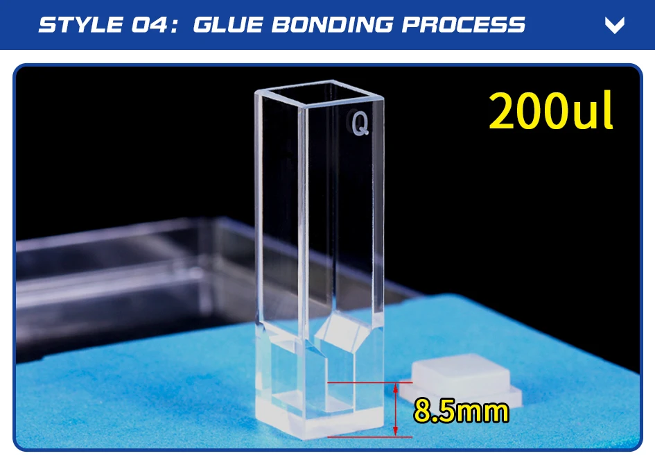 JGS1 Quarz-Mikrovolumen-Fluoreszenzküvette 50-680 µl Vierseitige Lichtdurchlässigkeit Labor-Spektroskopieküvette – Detail 8
