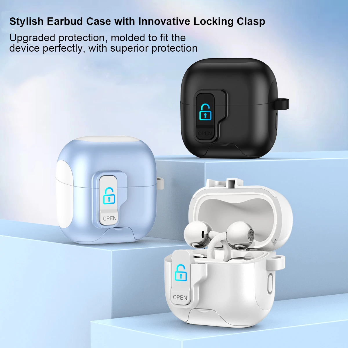 

For Huawei FreeClip 2 Case with Stand, Shockproof Magnetic Lock Cover, Support Wireless Charging, Anti-Loss