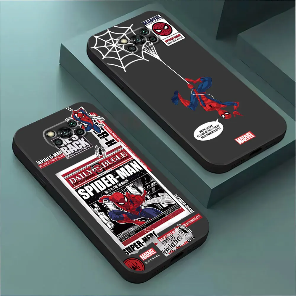 Marvel Spider Man Cool Phone Case for Poco X3 NFC M3 X4 Pro 5G F5 C55 C51 X4 GT M4 Pro M5 F1 C40 Shockproof Black Soft Cover