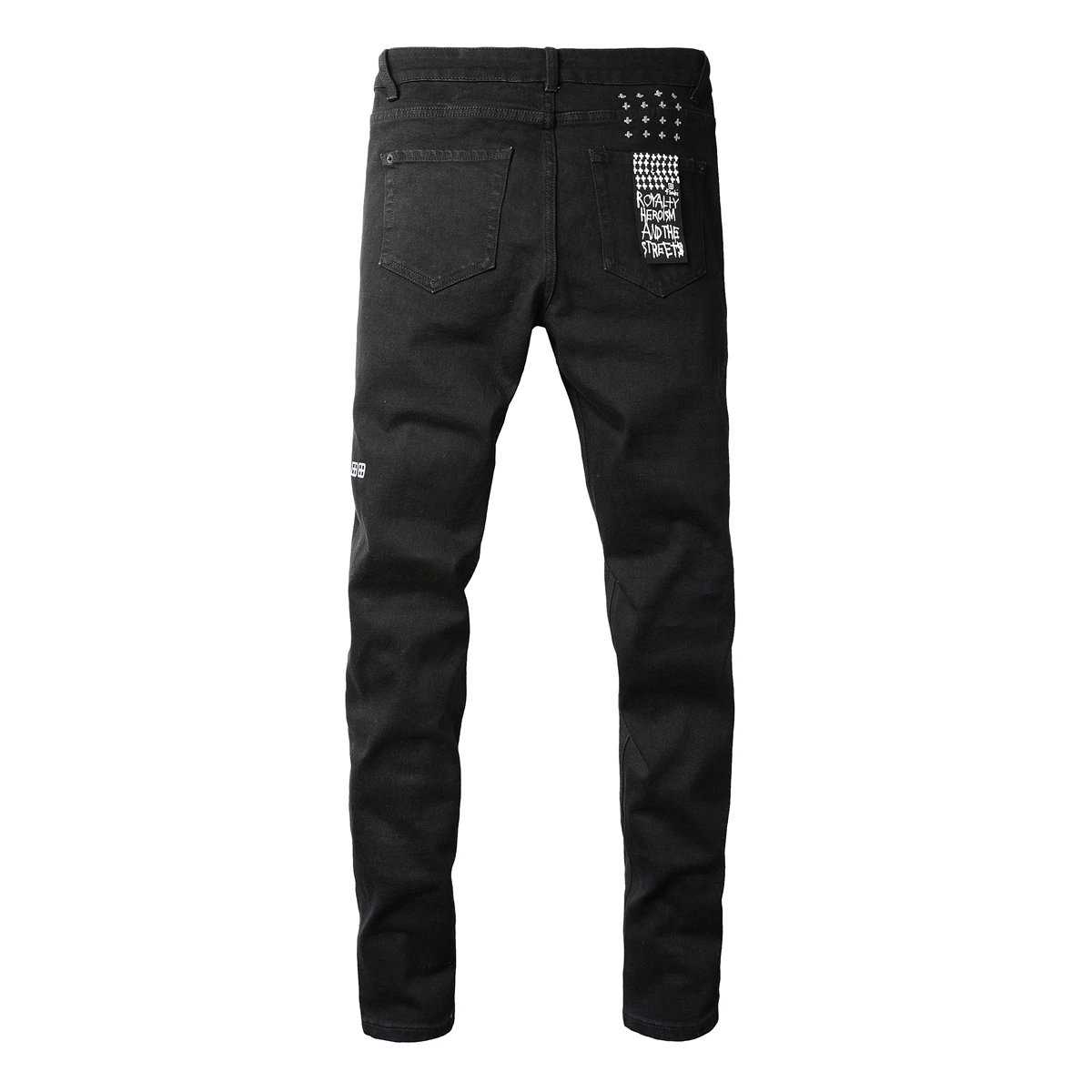 Moda marca cruzada hombres KSUBI Jeans Prue negro High Street pintura agujero tendencia pantalones vaqueros ajustados pantalones deshilachados rasgados 3004