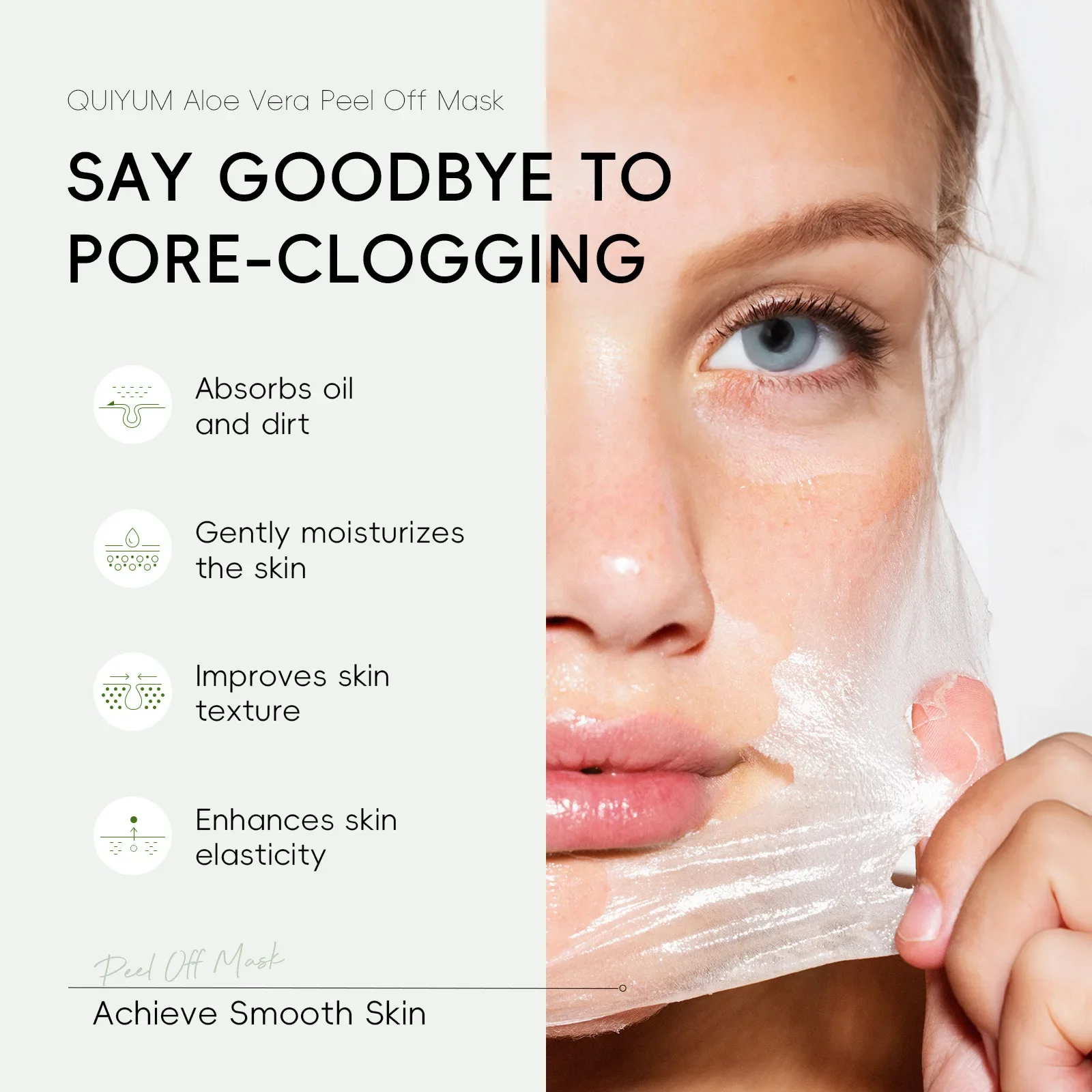 QUIYUM-mascarilla Facial para el cuidado de la piel, mascarilla exfoliante de colágeno de Aloe Vera, limpieza profunda, Control de aceite, 50g