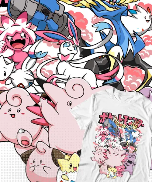 Pokémon Pink Party Alle Mitarbeiter Sammeln Erwachsene/Kinder Große Größe Locker Sitzendes Atmungsaktives Baumwoll-Sommer-Kurzarm-T-Shirt