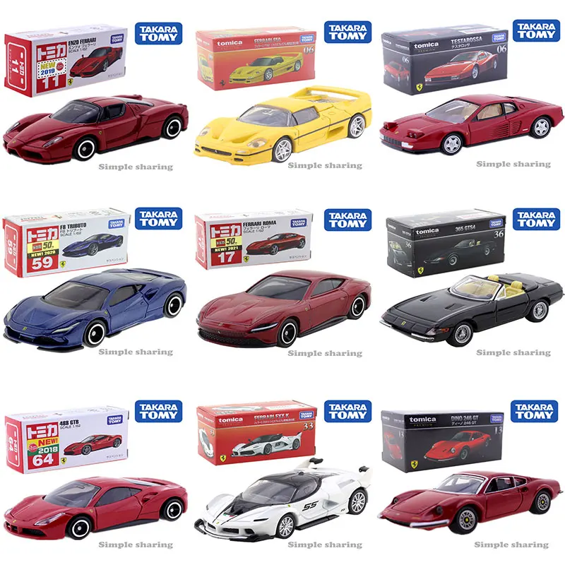 Original Tommy Tomica Ferrari F40 FXX K 1/64 F50 1/62 Alloy Car Model Boys and Girls Toy Series Showcase