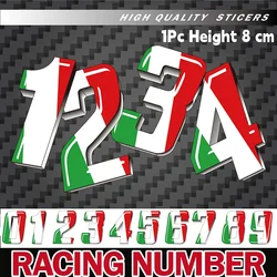Reflective RACE NUMBER TRICOLOR NUMBERS Motorcycle Stickers Bike Helmet Decals for Motor Car Go Kart Quad Boat Tir