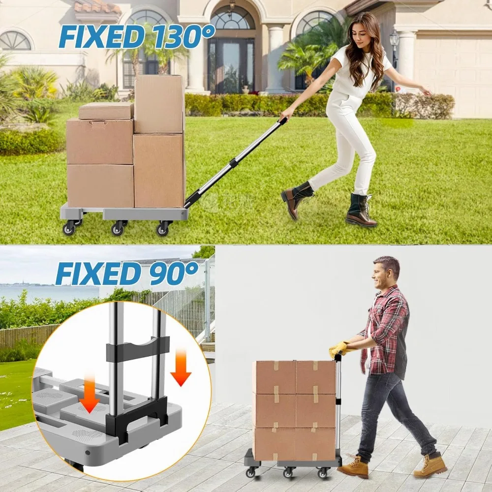 

Folding Hand Truck, Foldable Cart for 500 lbs Heavy Luggage, Hand Truck Dolly, Ideal for Home, Office, and Travel Moving (Grey)