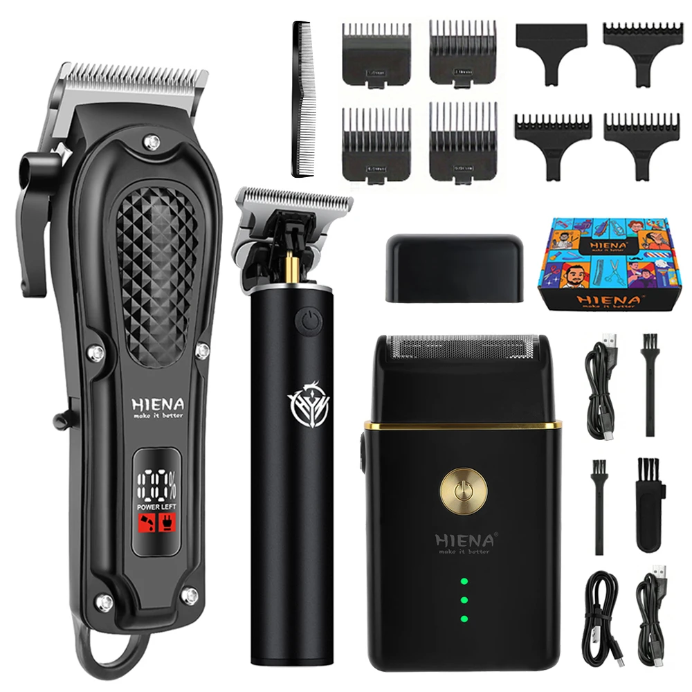 

HIENA Professional Hair Clipper Set for Men Rechargeable Hair Trimmer with LCD Digital Display Electric Clipper Men's Shaver