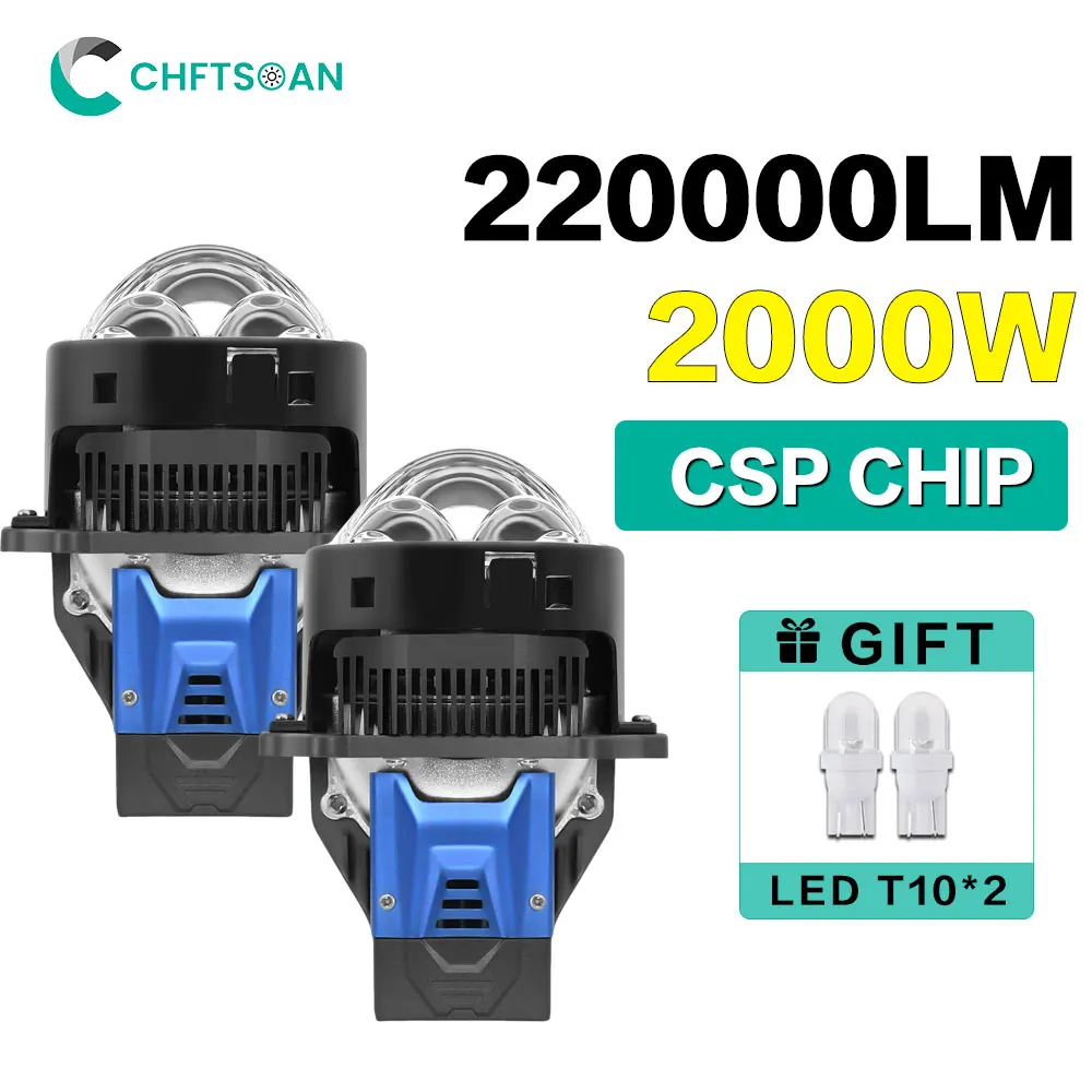

Chftsoan H7 Projector Lens Laser Headlight Led Headlight Bulb High Power 2000W 220000LM H4 9005 9006 6000K Turbo Headlamp 9-32V