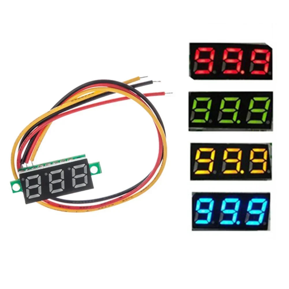 1PC 0.28inch Digital DC Voltmeter Head 3 Wire LED Minimun Digital Voltmeter DC0-100V Reverse Connection Protection