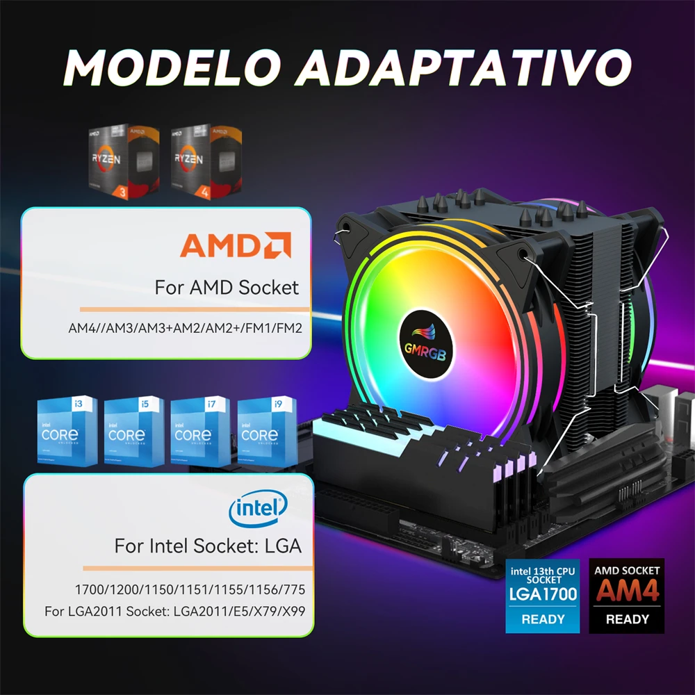 مبرد وحدة المعالجة المركزية الصامت مع 6 أنابيب ، PWM ، RGB ، Intel LGA ، من من Intel ، من من من نوع GMRGB ، من من من نوع CMRGB ، من نوع x-3 ، AM3 ، AM4 ، TDP ، undew W ، وحدة المعالجة المركزية