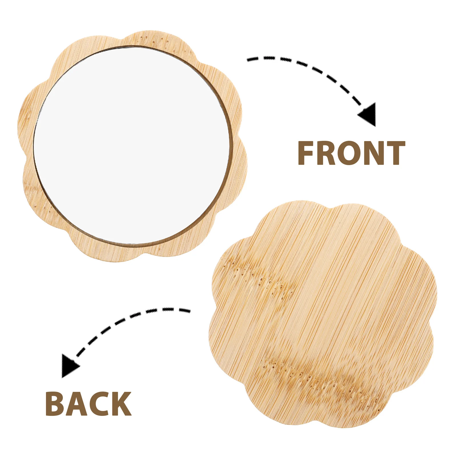 Houten make-up compacte draagbare kleine handspiegel voor reistas Touch-Ups Minispiegel voor vrouwen Hoge helderheid Multiscene