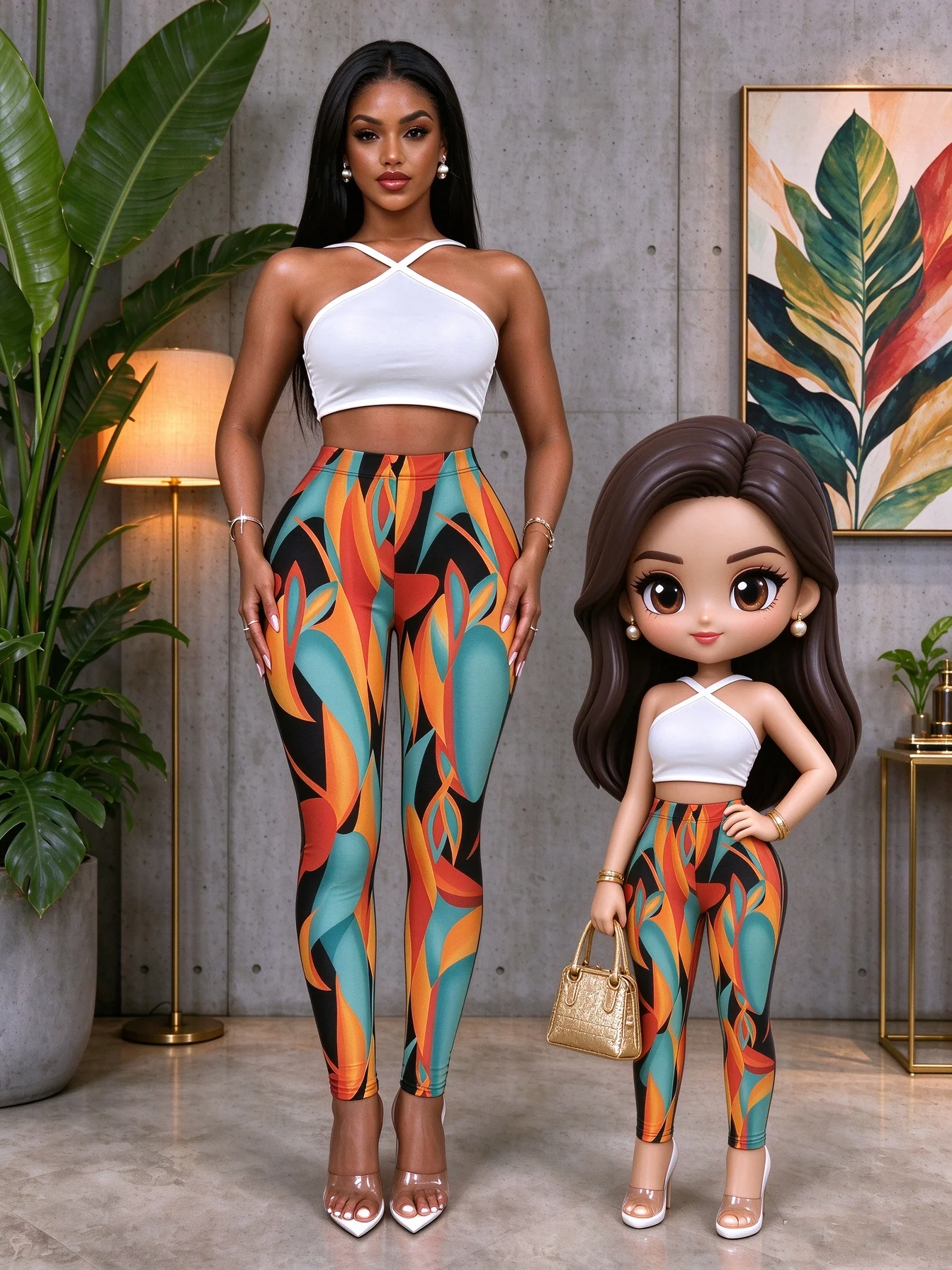 Women's Colorful Geometric Abstract Print High-Waist Leggings Stretchy Skinny Pants for Party Trendy Fashion Daily Streetwear