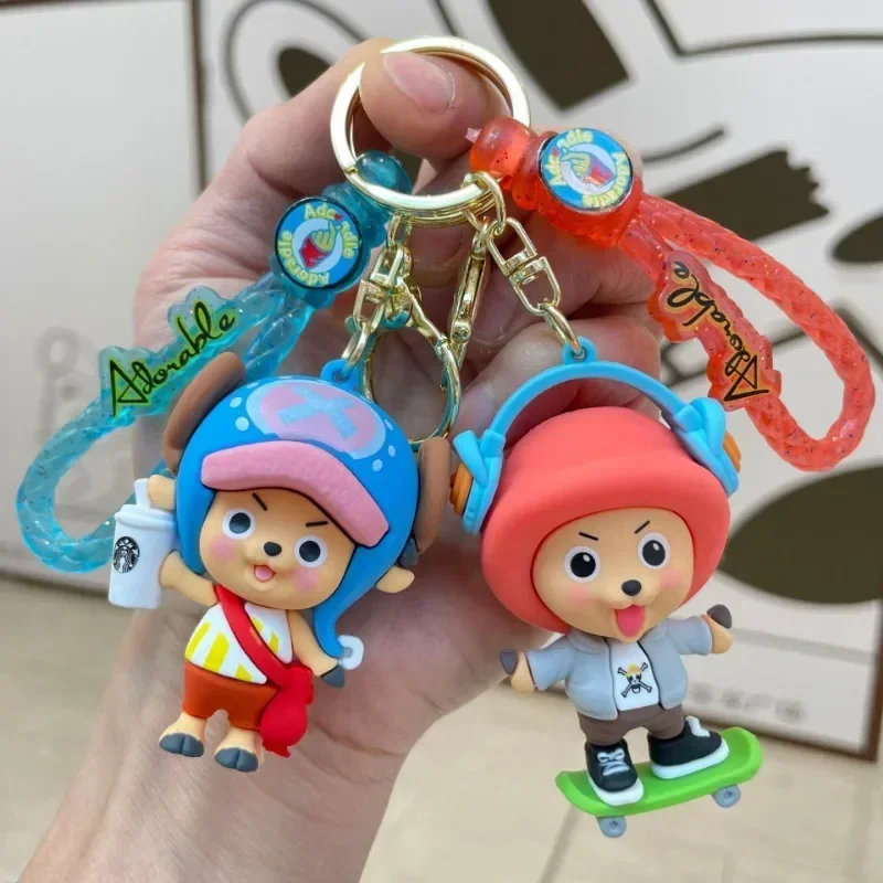 ONE PIECE Creative Cartoon Car Keychain Tony Tony Chopper Trendy Dress Children's School Bag Keychain Animation Peripherals