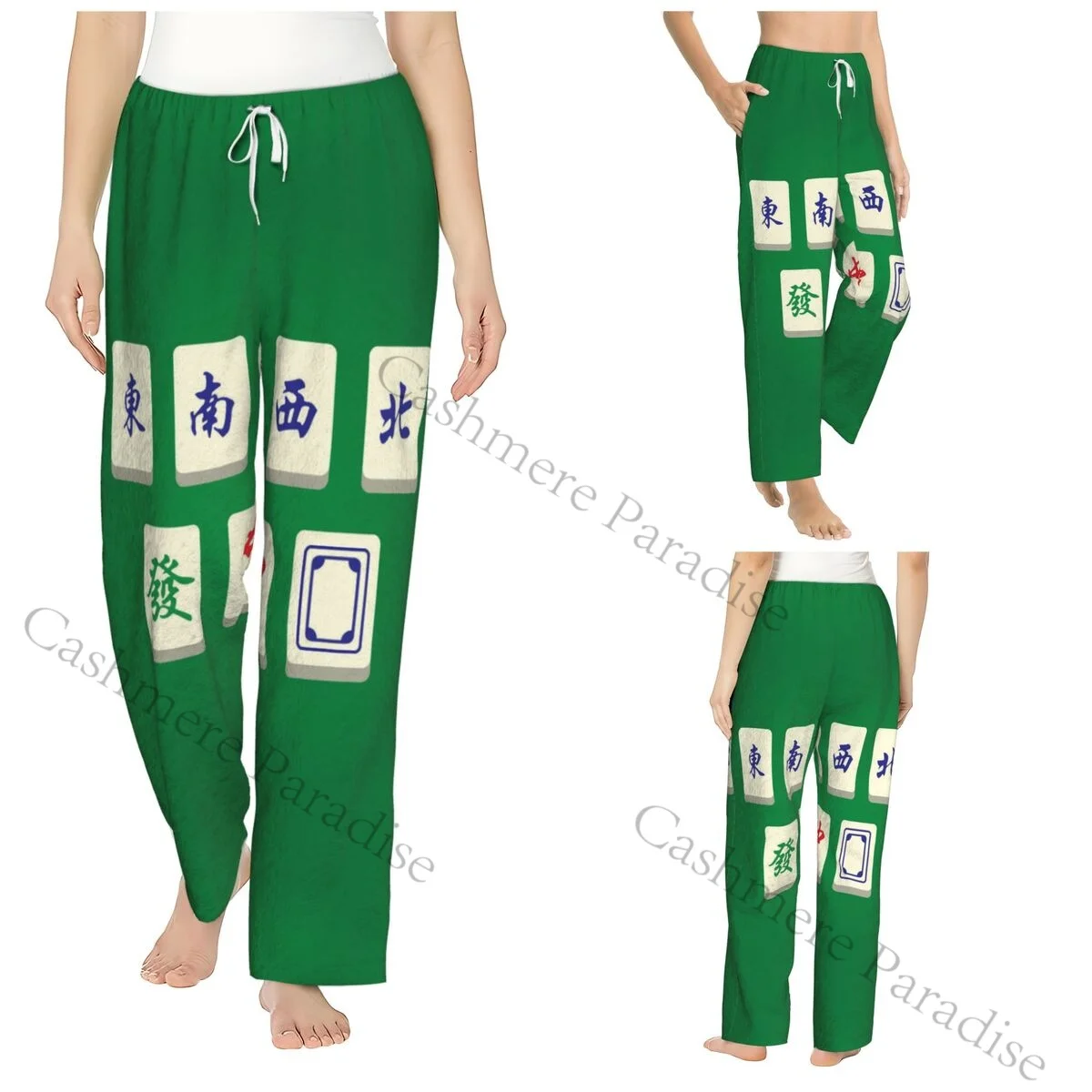 

Mahjong Flannel Pajama Pants for Women Soft Warm Sleep Pants with Elastic Waistband